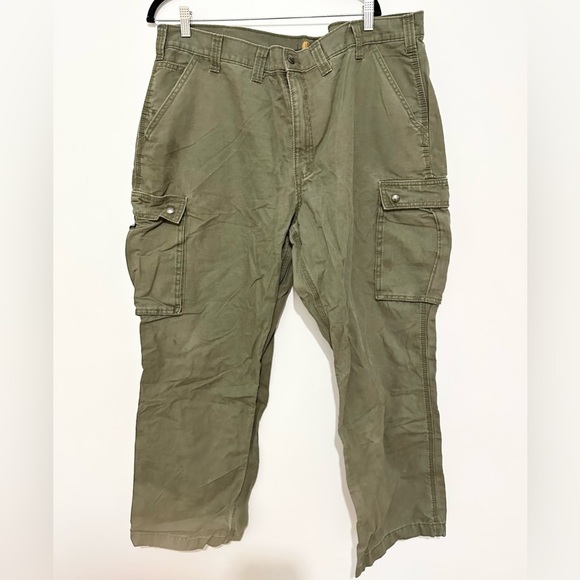 Carhartt Men's Green Cotton Rugged Relaxed Fit Cargo Work Pants Size 44x30 - Picture 1 of 4
